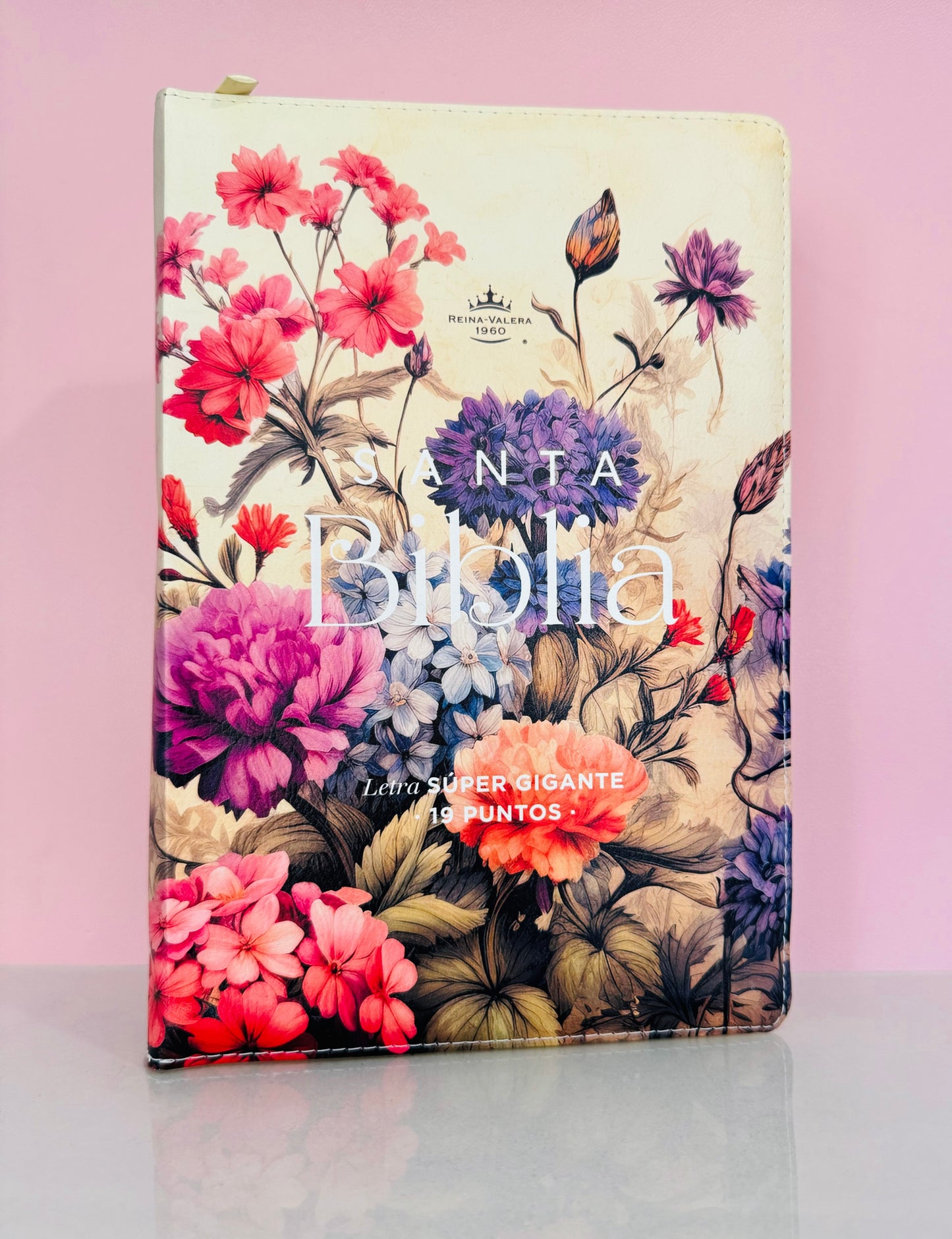 Biblia con nombre con cierre Letra Super Gigante manual 19 puntos Jardin Vintage