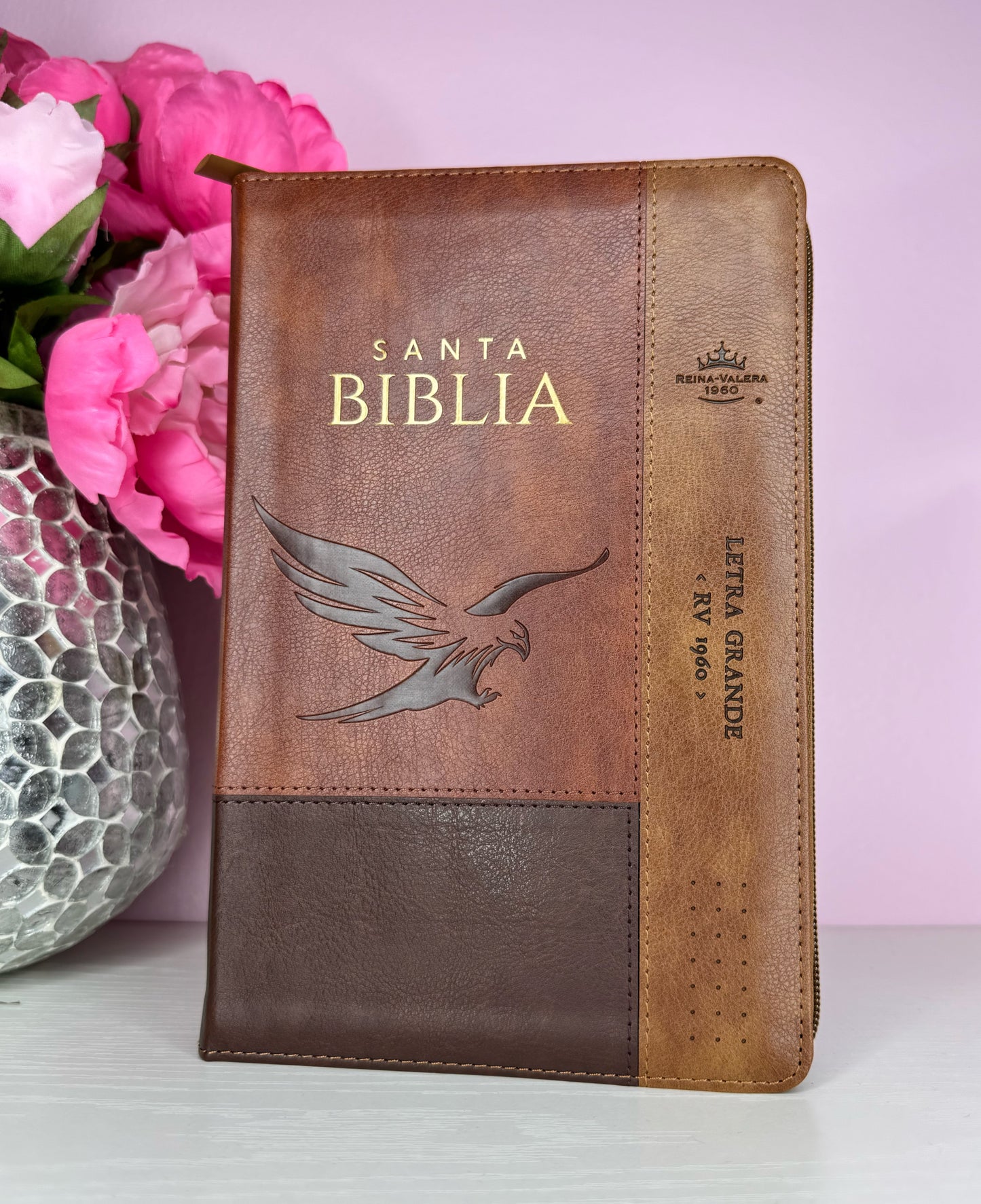 Biblia con nombre para caballeros color cafe