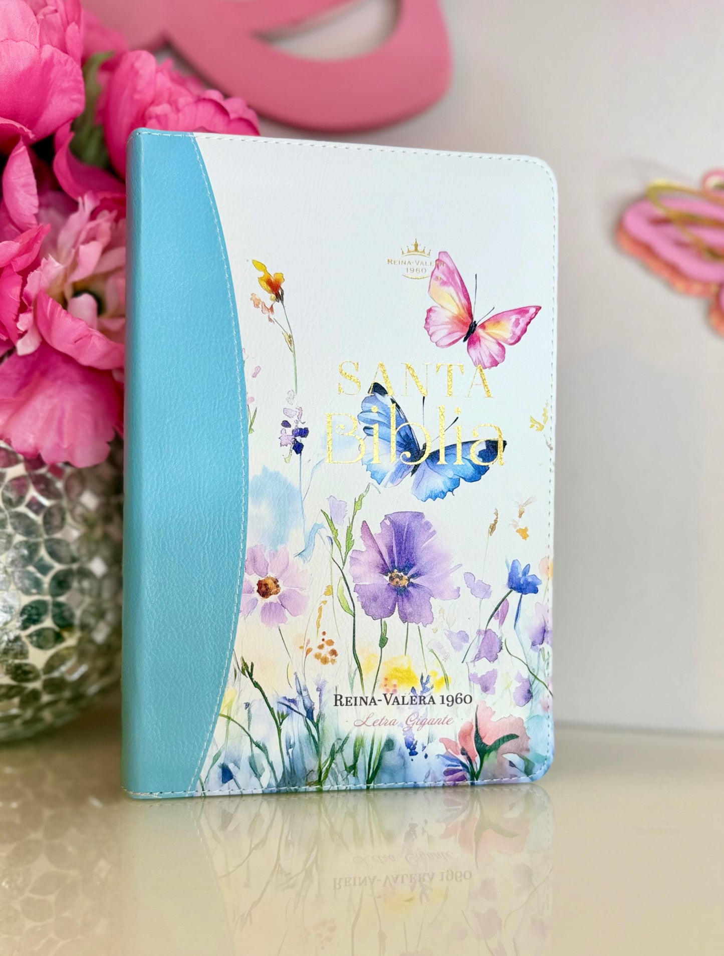 Biblia Letra Gigante con nombre color celeste