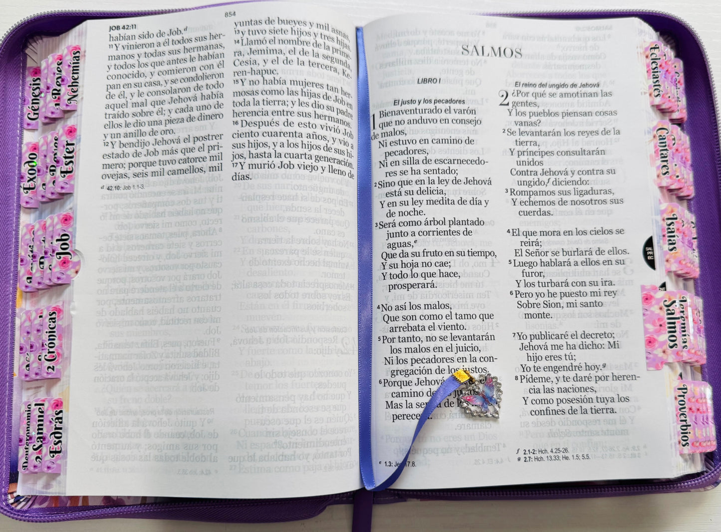 Biblia Lila Floral Letra Gigante