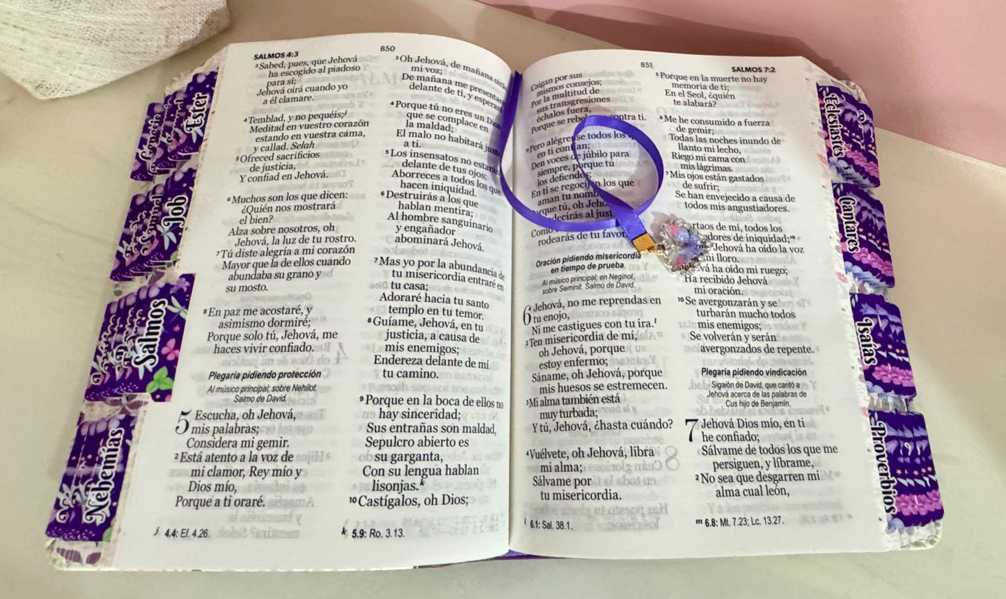 Biblia compacta Morada con mariposas