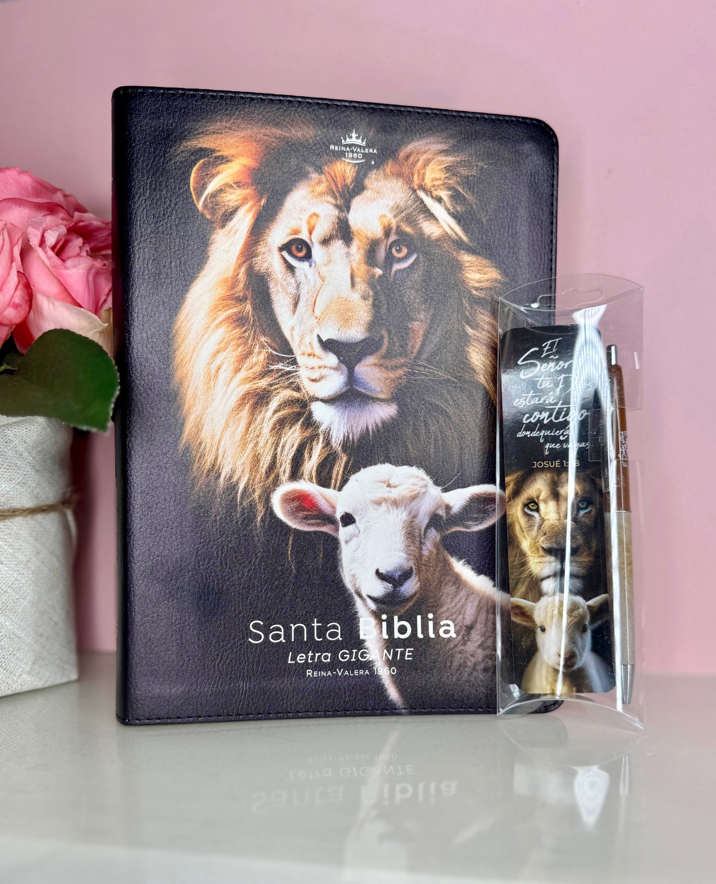 Biblia del Leon y El cordero personalizada con nombre y tabs