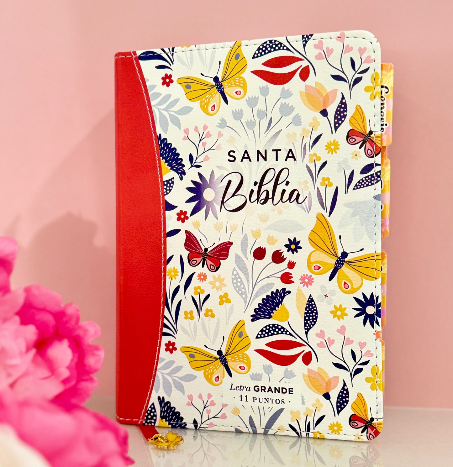 Biblia personalizada color Naranja con Mariposas