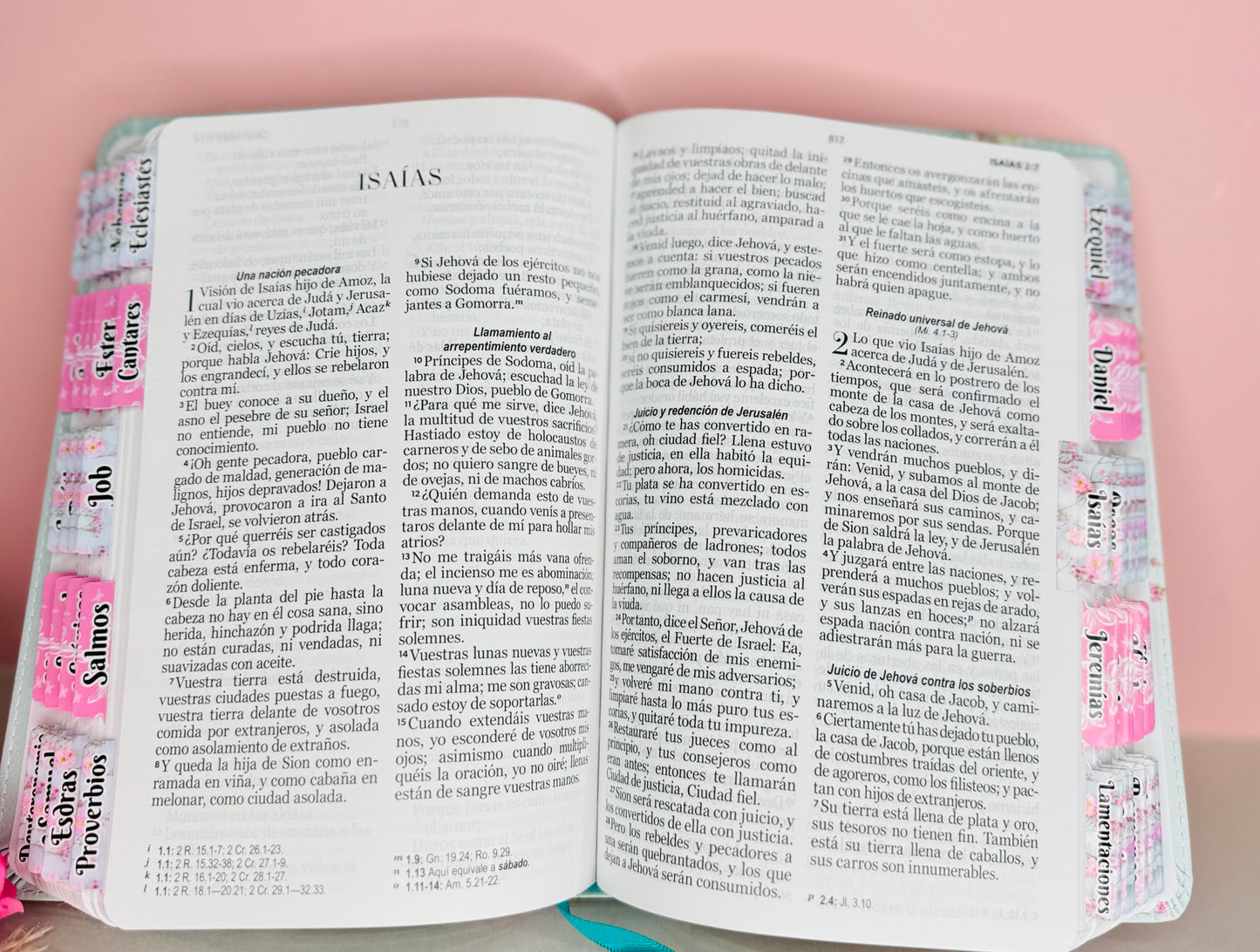 Biblia personalizada Turquesa con flores