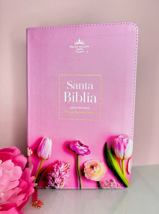 Biblia Tulipanes personalizada con nombre y separadores