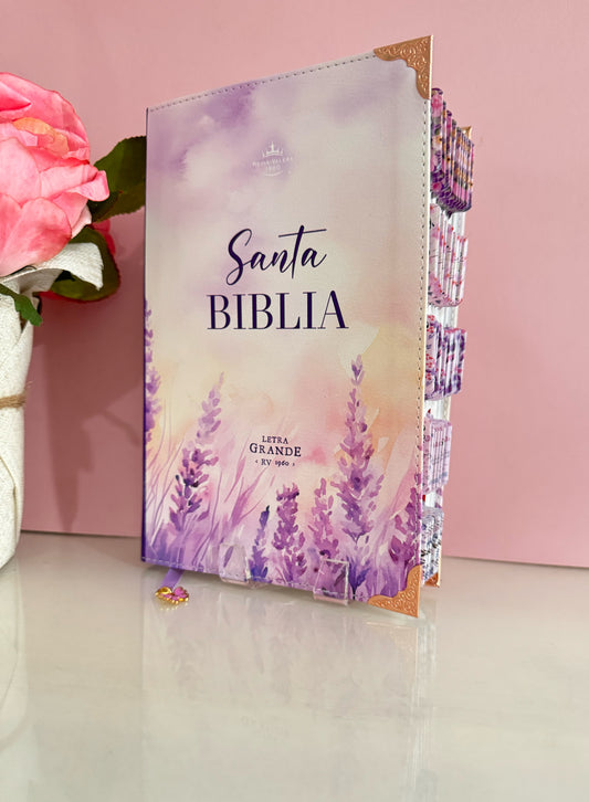 Biblia para mujer tamaño manual color Lila