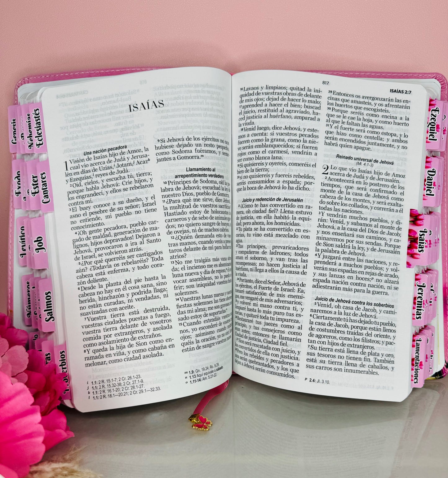 Biblia Tulipanes personalizada con nombre y separadores