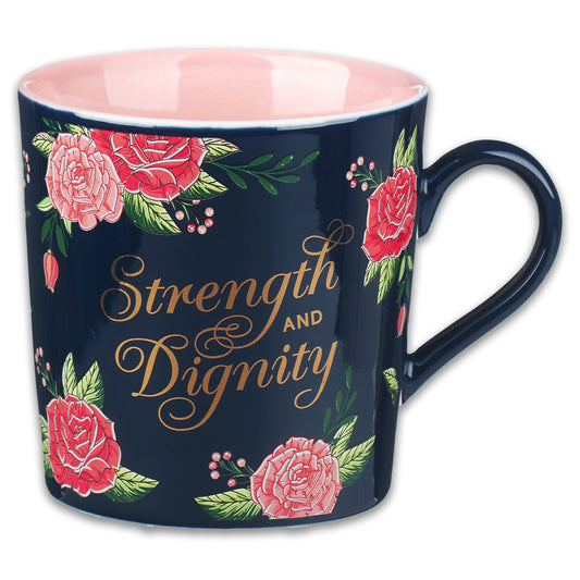 Taza Fuerza y Dignidad con rosas